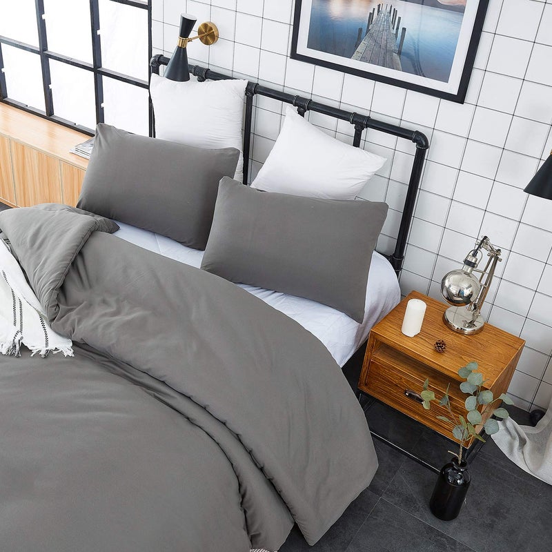 Houseri Grey Comforter Queen Size Solid Dark Gray Bedding Comforters Sets Men Women Modern Dark Grey Queen Comforter Set for Teen Girls Boys Soft Comfy Breathable Pure Grey Bed Quilts Blankets Durable - Image 4